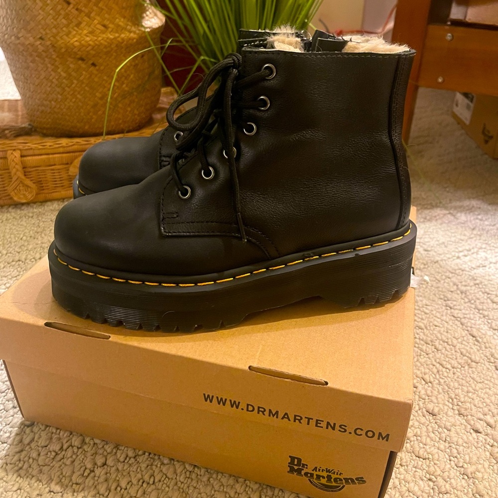 Dr. Marten Fur lined Jadon platform